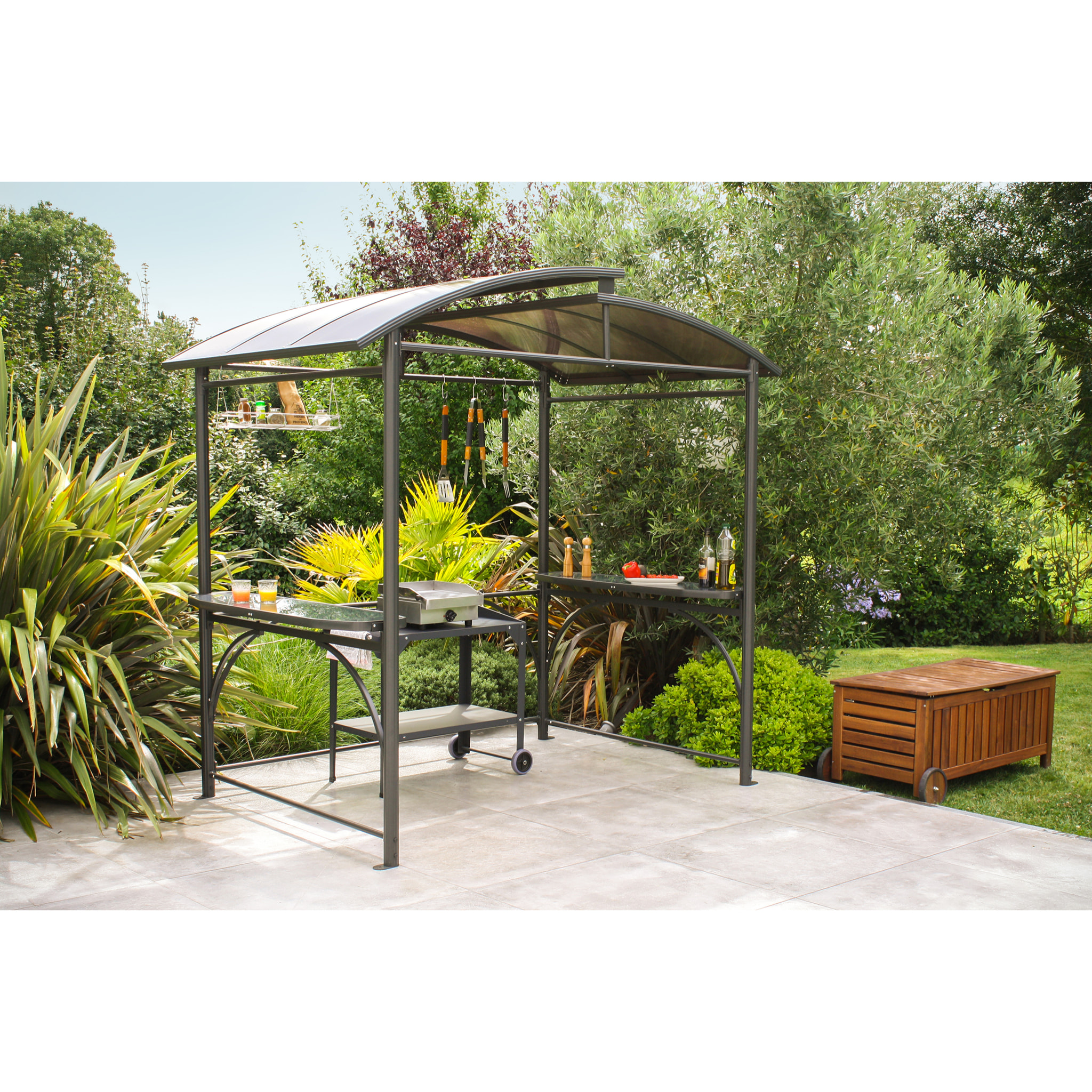 ABRI-BARBECUE - Abri de jardin en aluminium et polycarbonate gris anthracite