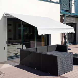 Toldo Manual de Aluminio Acero Poliéster 3.5x2.5m Blanco