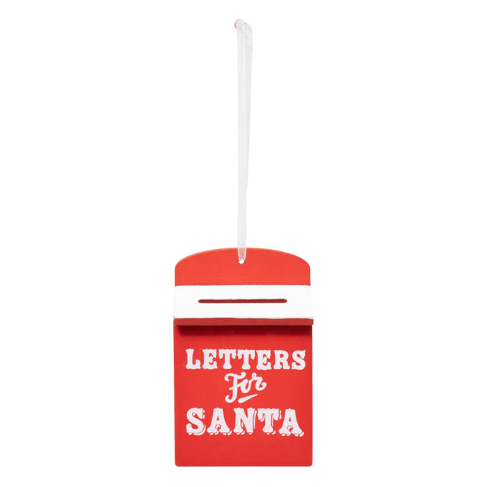Sujet de noël boîte aux lettre en bois 9cm rouge