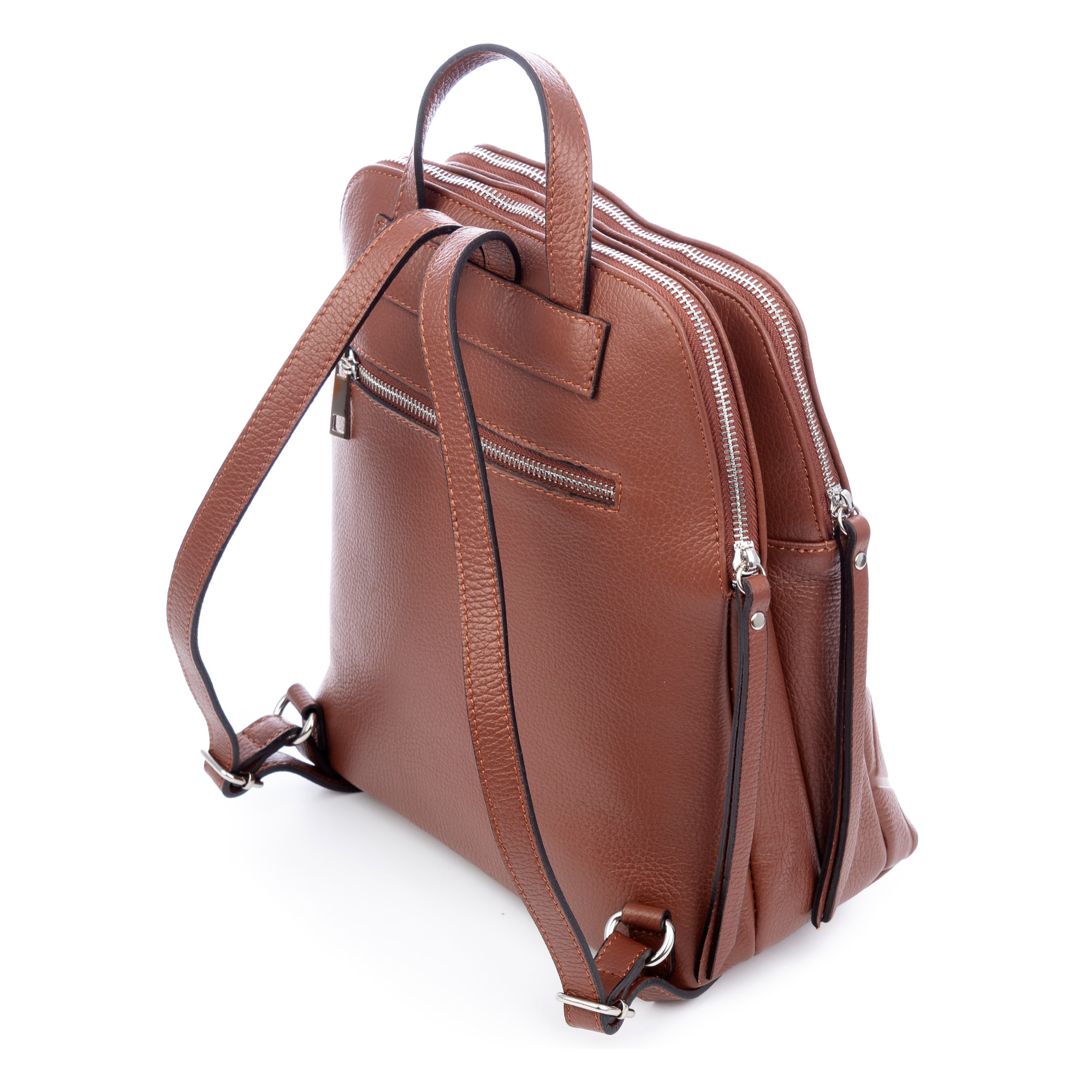 Arquà bolso mochila mujer. Piel auténtica Dollaro grabado geométrico grande.