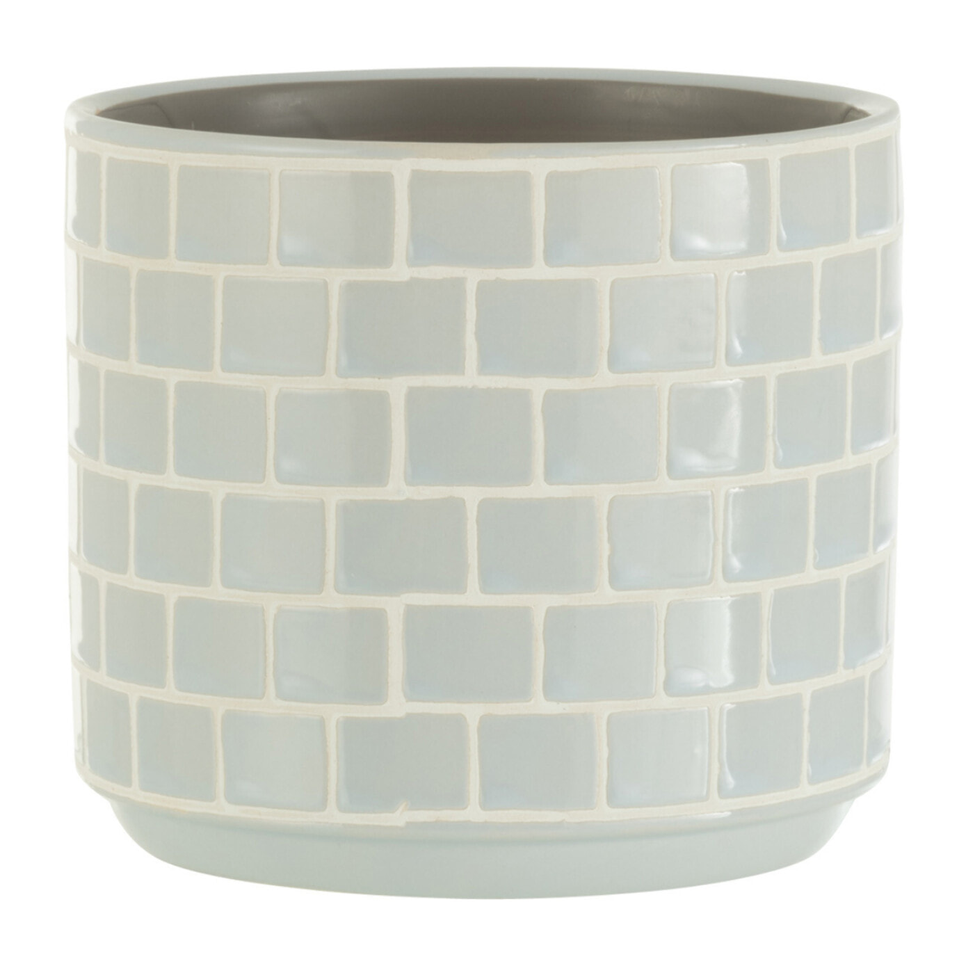 J-Line cache-pot Brillant - céramique - bleu - medium - 2 pièces - Ø 14.5 cm