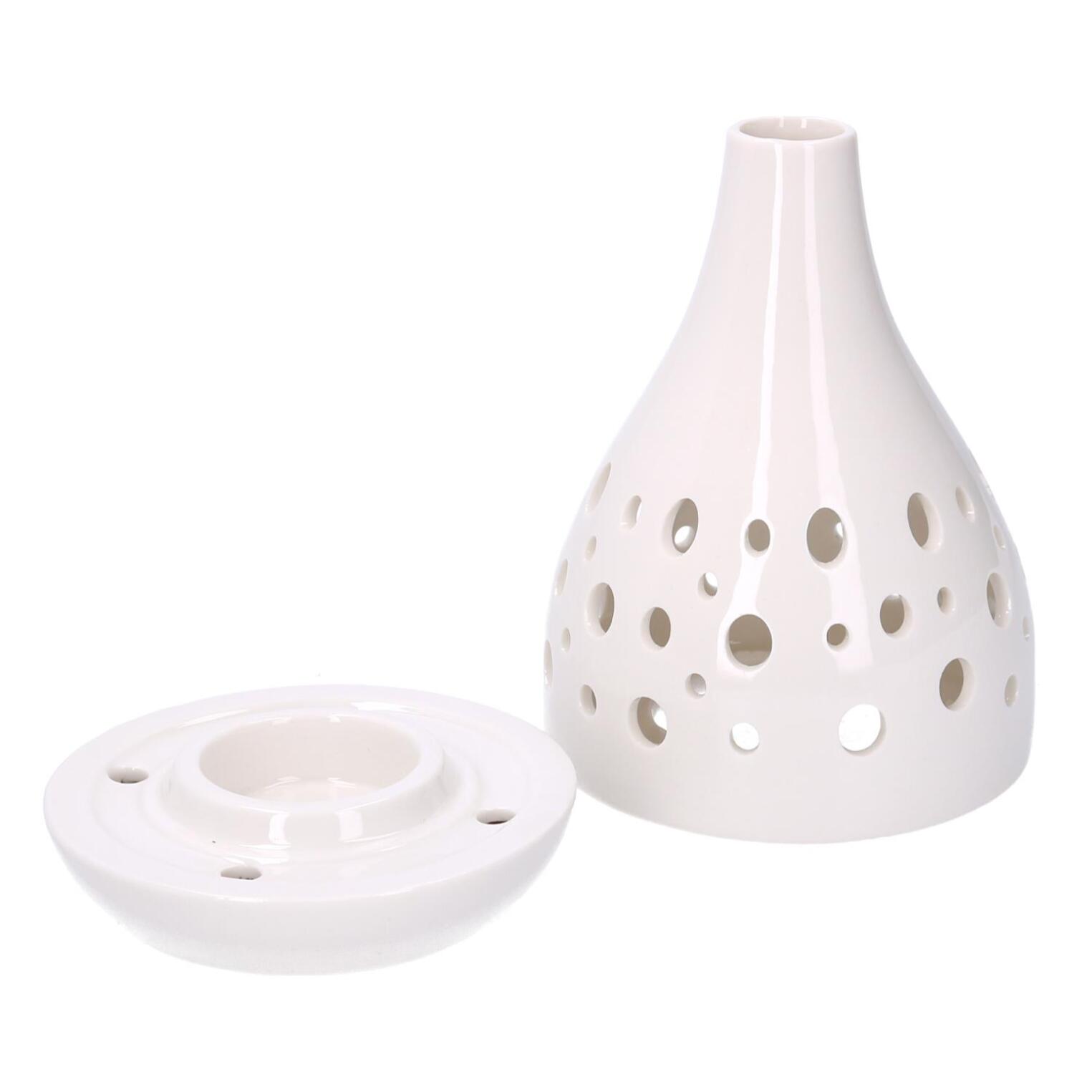 Portacandele in ceramica da 1 posto bianco tondo cmø11,2h18,5