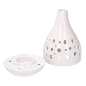 Portacandele in ceramica da 1 posto bianco tondo cmø11,2h18,5