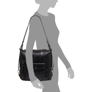 Irene Bolso de Hombro Mochila Mujer.Piel auténtica Gamuza Lavado a la Piedra