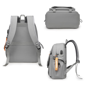 DAM Mochila para Laptop con interfaz de carga USB. 30x15x44 Cm. Color: Gris