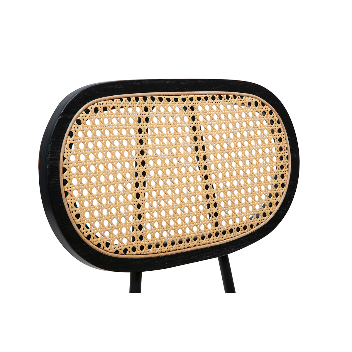Chaises design en tissu velours bronze, métal noir et cannage rotin (lot de 2) SWANN