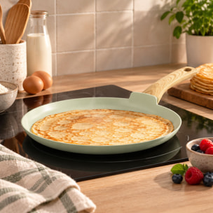 Crêpière 26cm avec revêtement céramique céladon - tous feux COLORAMA