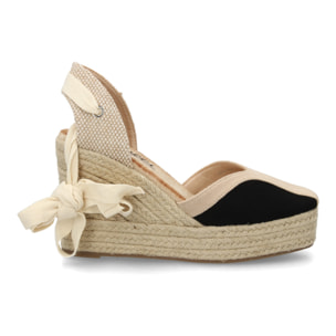 Alpargata de cuña alta de esparto con cintas