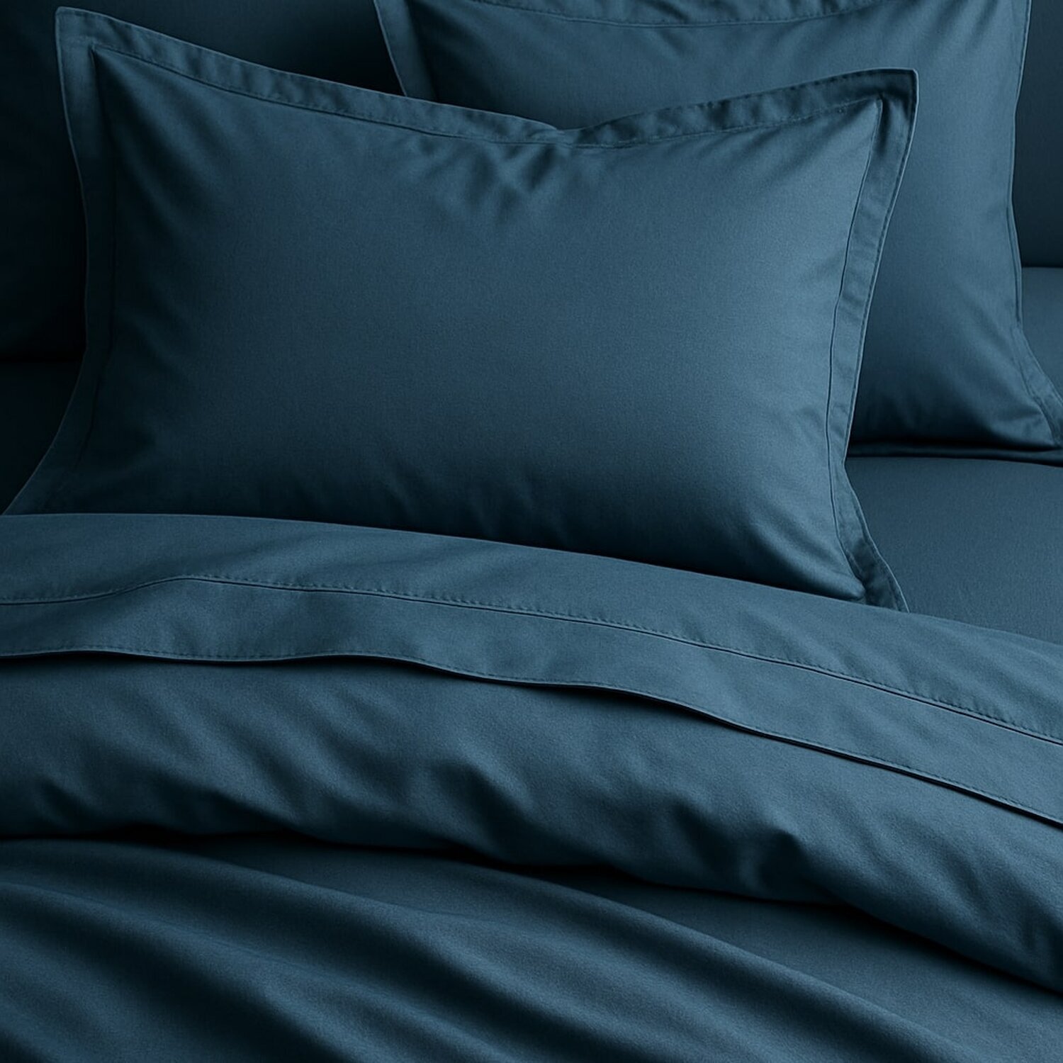 Parure housse de couette unie 100% satin de coton - sati - bleu cobalt