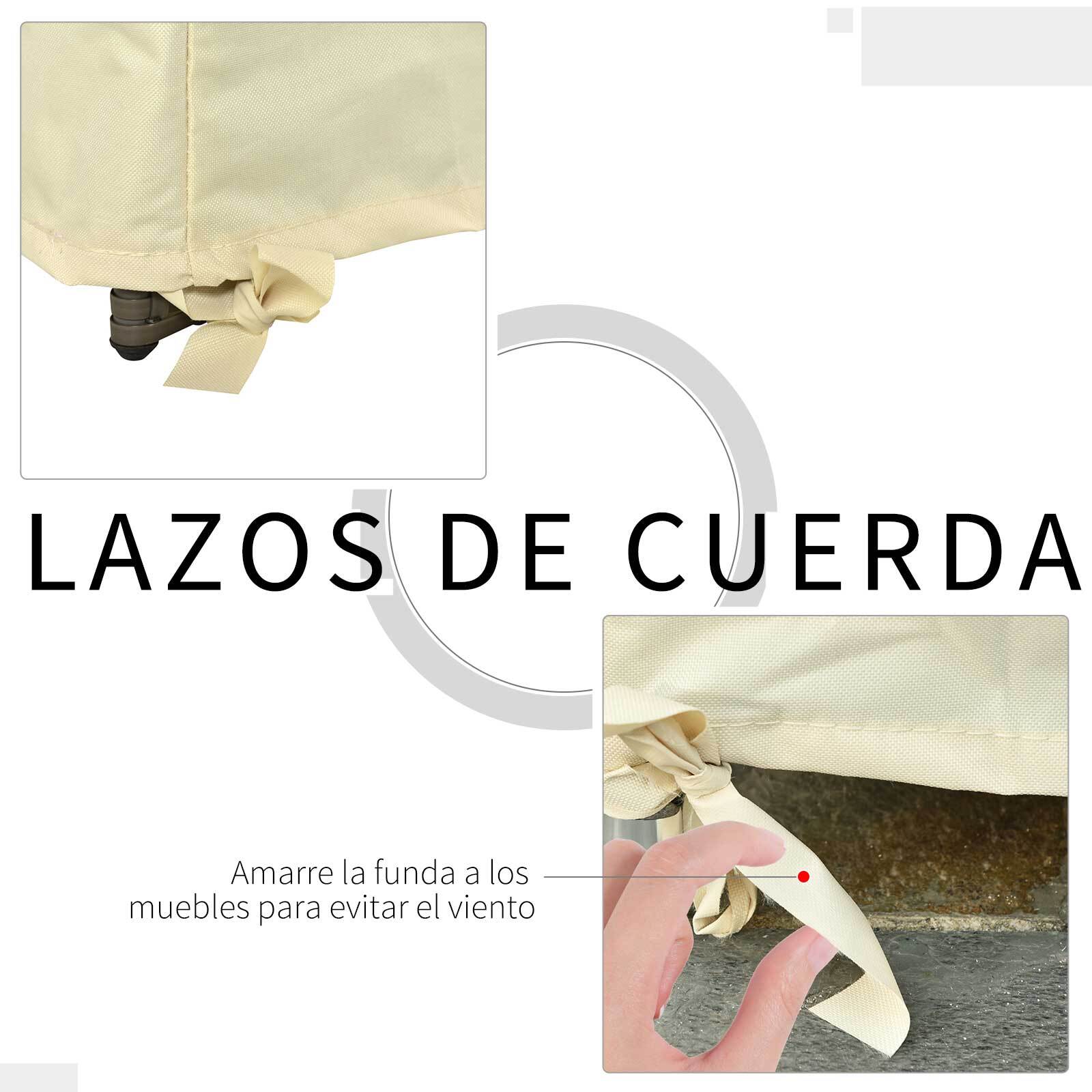 Funda Protectora para Banco de 2 Plazas 140x84x56/94 cm Cubierta de Muebles Exterior Tela Oxford 600D con Recubrimiento Impermeable para Jardín Patio Terraza Crema
