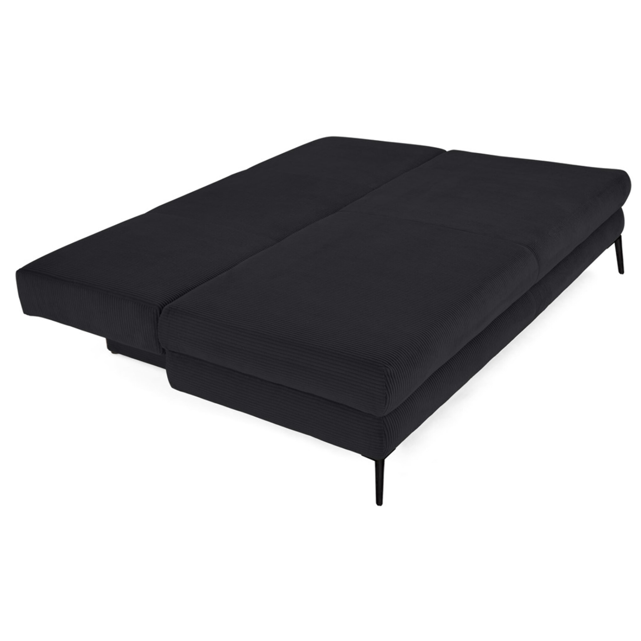 Elton - canapé 3 places convertible avec coffre en velours côtelé - Noir