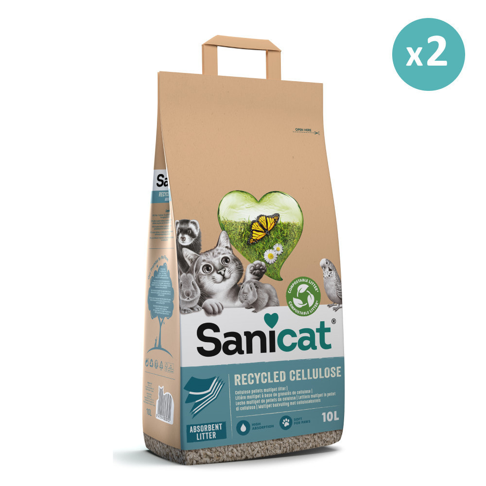 Litiere Sanicat cellulose 100% recyclée - 2 x 10L