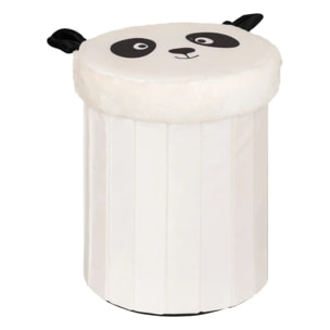 Pouf-coffre enfant panda pliant "Andy" noir & blanc D30x36cm