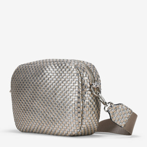 Bolso bandolera plomo con trenzado