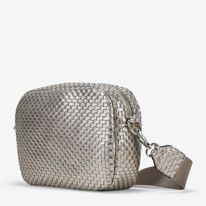 Bolso bandolera plomo con trenzado