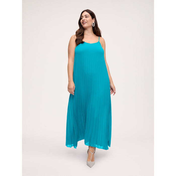 Fiorella Rubino - Vestito lungo in georgette plissé - Azzurro