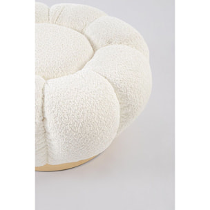 Pouf FLOREL in tessuto effetto bouclé bianco