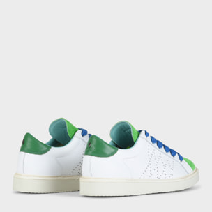 ZAPATO CON CORDONES HOMBRE P01 DE PIEL Y ANTE BLANCO VERDE MAGICAL AZUL FRANCIA