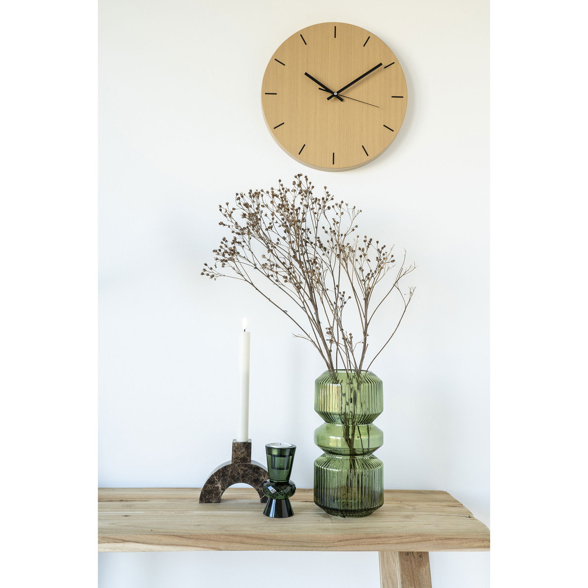 Consolle Girona in teak naturale con gambe a cavalletto, 90×30×80 cm