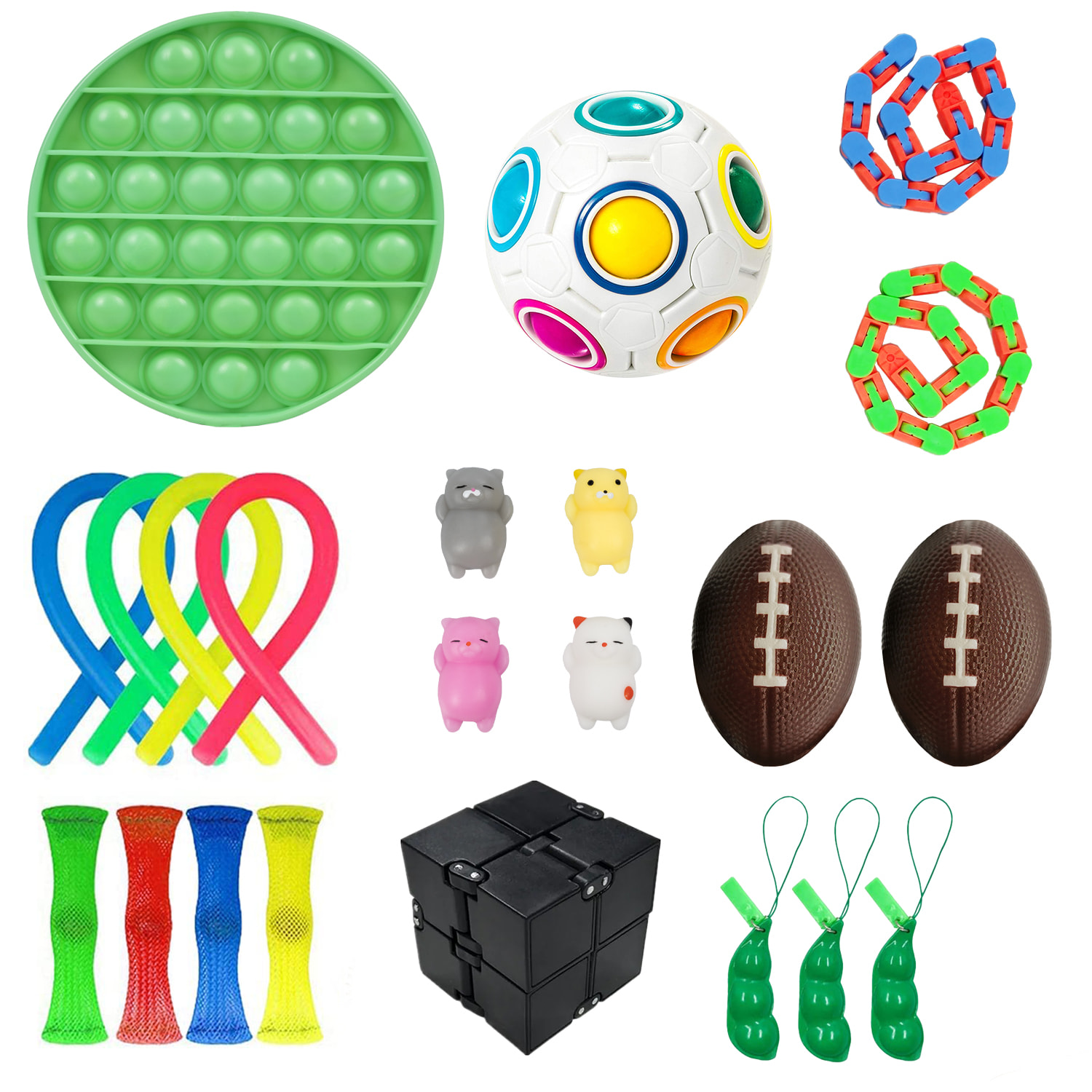 Pack de Fidget Toys anti estrés. Juguetes y accesorios variados.