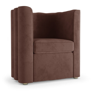 Fauteuil vintage en velours marron