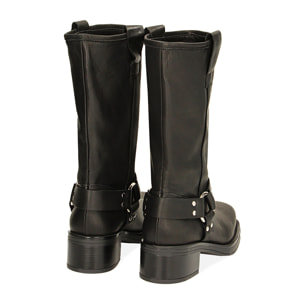 Botines de cuero negro para los moteros