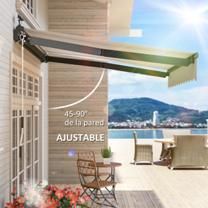 Toldo Manual Retráctil 3x2,5 m con Luces LED Solares Toldo para Balcón con Manivela de Aluminio y Protección UV50+ para Jardín Terraza Ventanas Crema