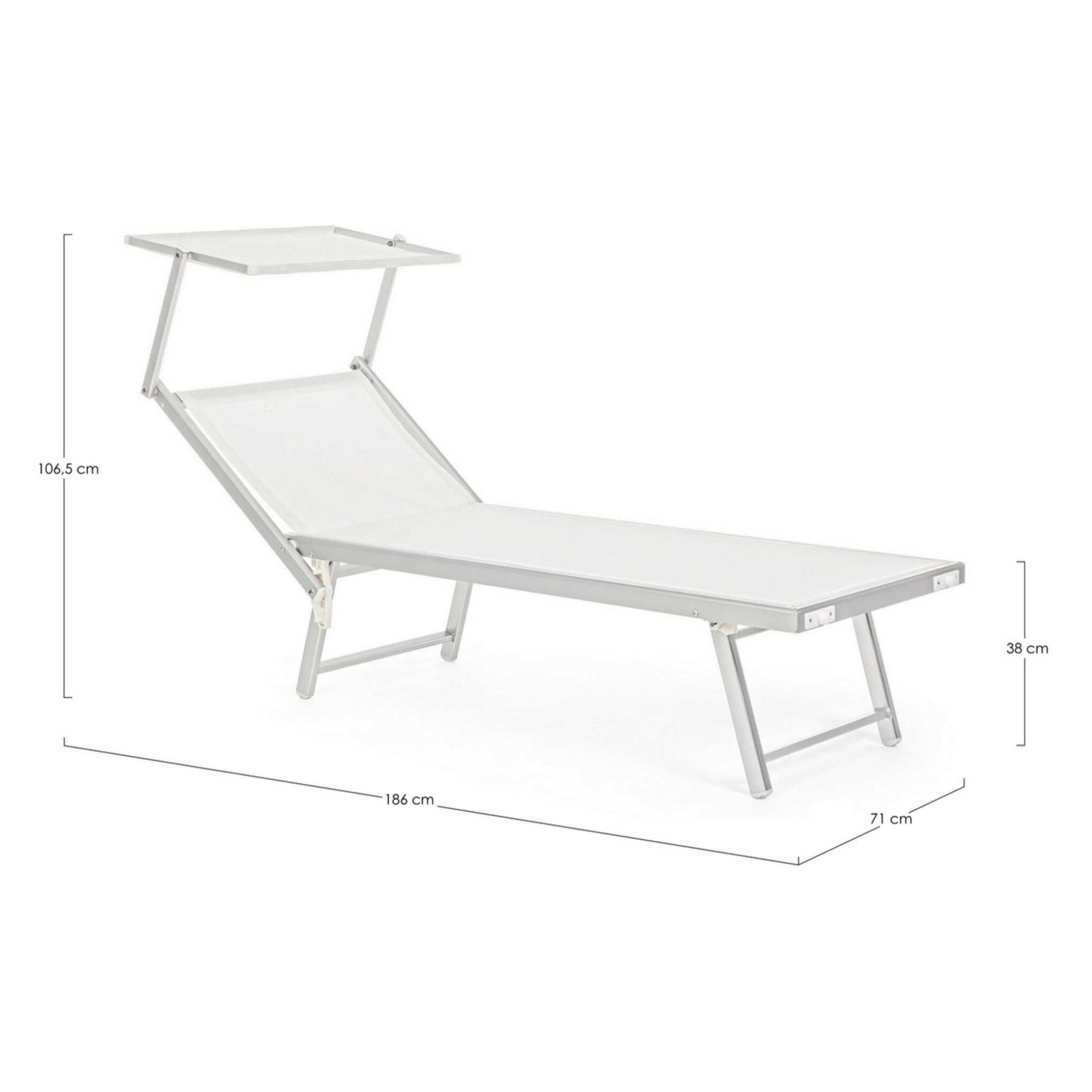 Set di 2 lettini prendisole TURQUETA in alluminio e textilene bianco, pieghevole