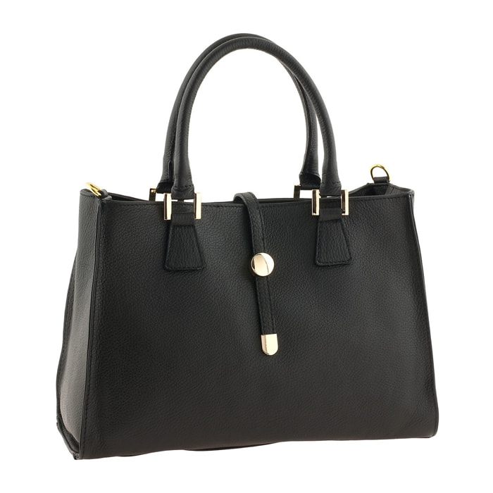 Borse Donna colore Nero-in pelle Made in Italy 35x25x11 cmcm