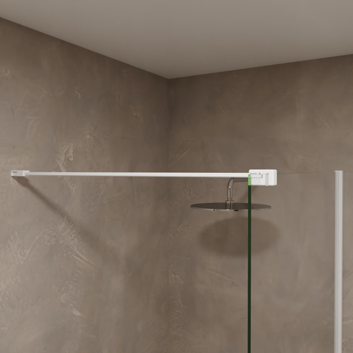 Mampara de Ducha | Panel Fijo | 100 X 195 cm | Perfil Blanco | Cristal Templado con Espesor de 8mm| Tratamiento Antical | Alday