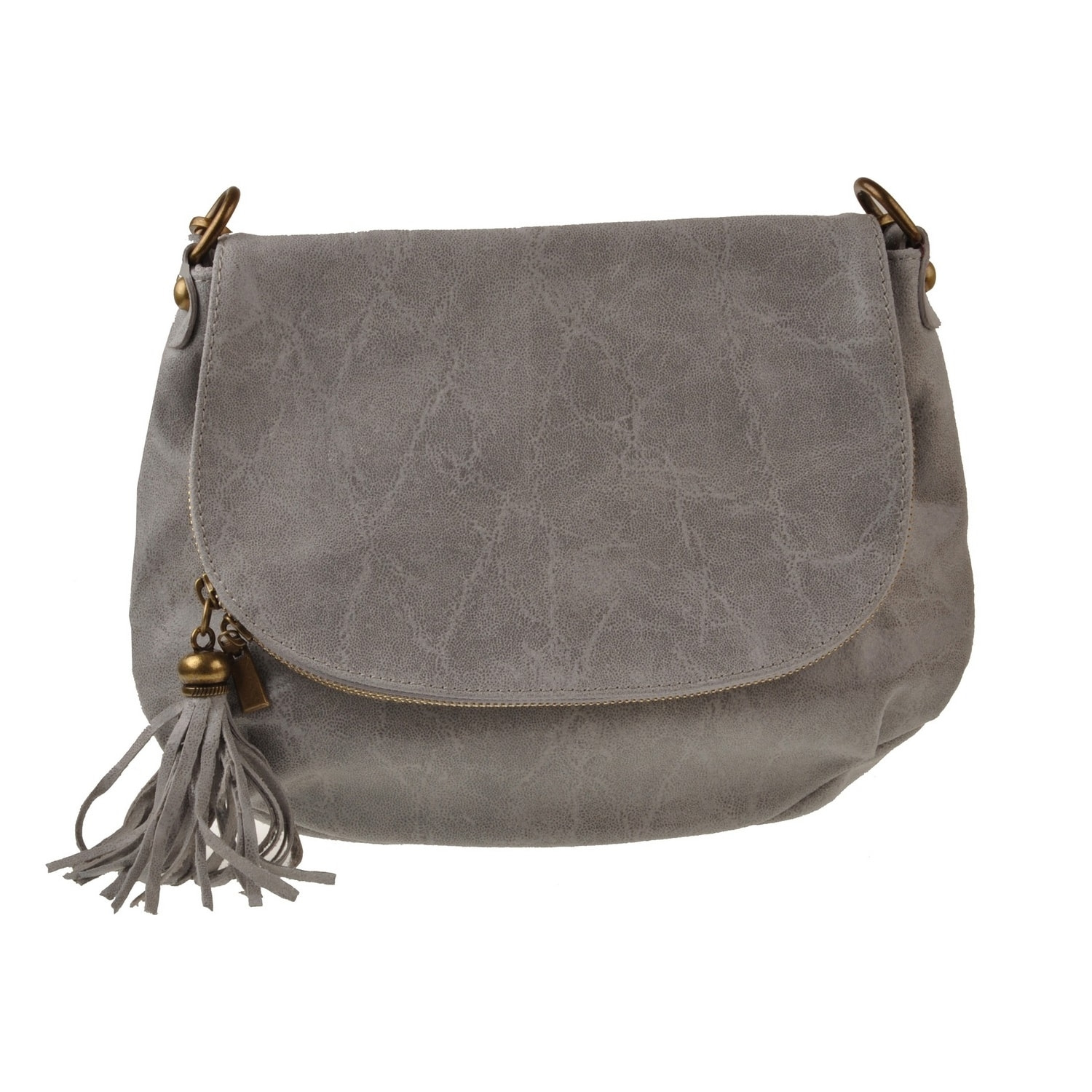 Borse Donna colore Grigio-in pelle Made in Italy 31X24X6cm