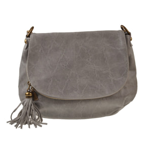 Borse Donna colore Grigio-in pelle Made in Italy 31X24X6cm
