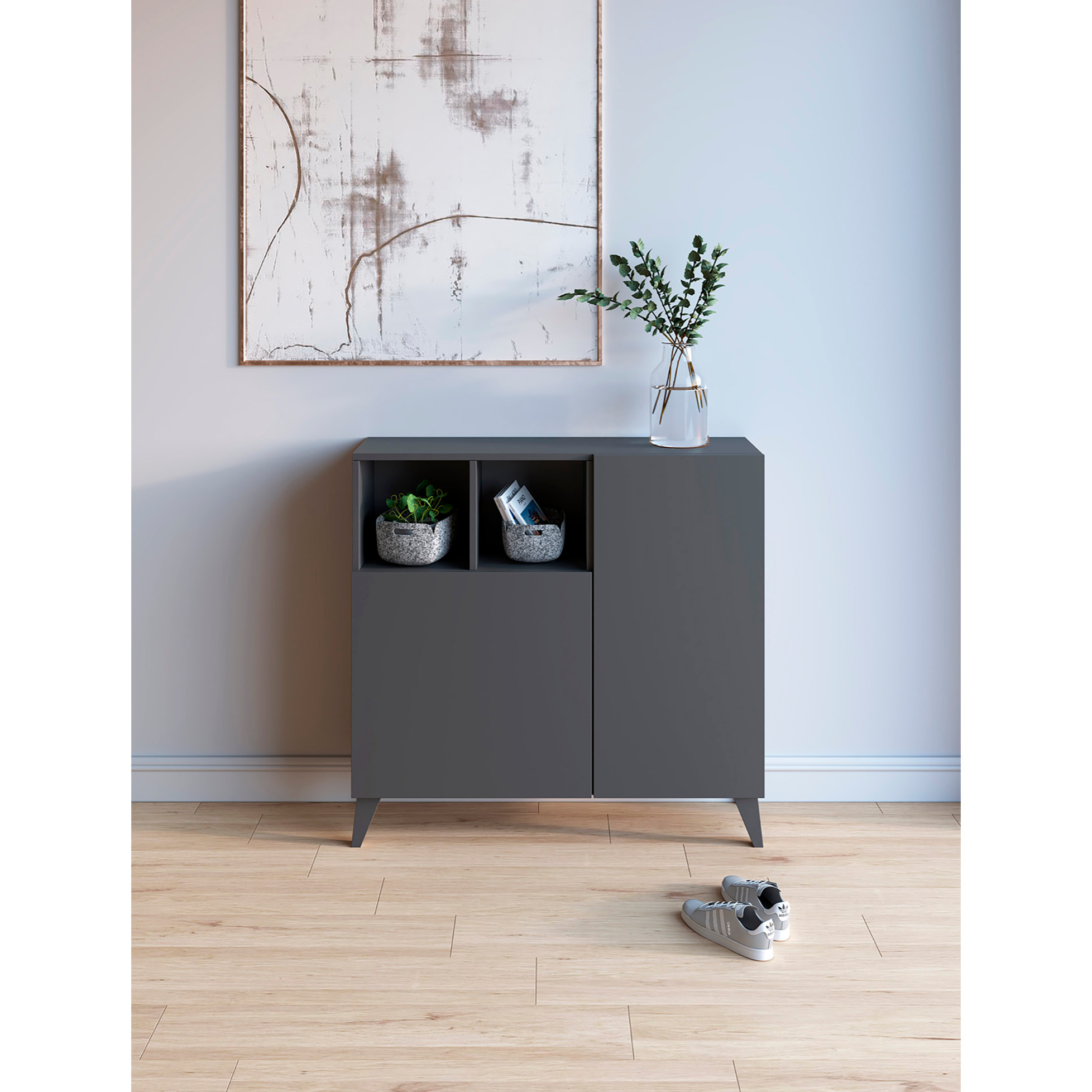 Zapatero Oslo melamina grafito 87x90x27 cm