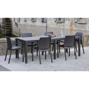 Tavolo da esterno Roma, Tavolo rettangolare allungabile da pranzo, Tavolo da giardino estensibile effetto rattan, 100% Made in Italy, Cm 150x90h72, Antracite