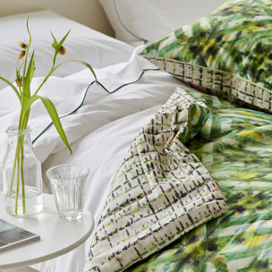 Housse de coussin imprimée en gabardine de coton, PARQUET BATIK FOREST, Vert Forêt