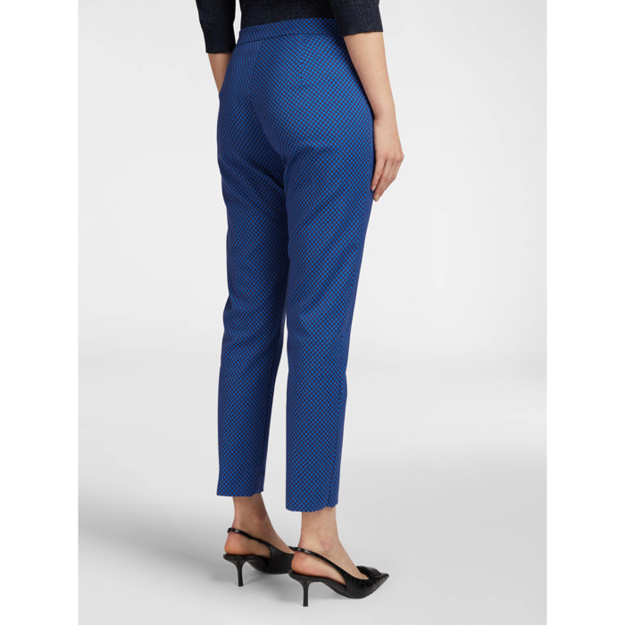 Elena Mirò - Pantalón recto en tejido jacquard - Azul aciano