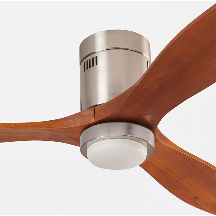 Forlight STEM | Ventilador Diametro 1370mm | Selección de Temperatura de Color | Color niquel satinado | Palas Acabado de Madera Oscura