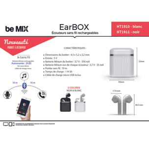 Ecouteurs Earbox Classique Sans Fil Noir