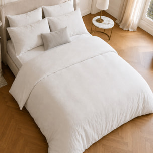 Parure housse de couette 100% coton lavé blanc - Drift