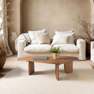 SIXTINE - Table basse forme organique 120x80cm en bois de teck recyclé