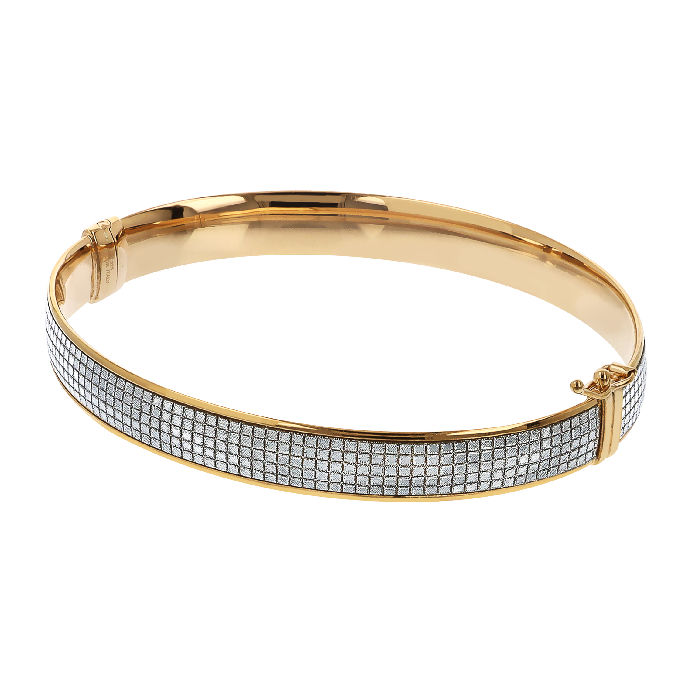 Bracciale Rigido Small in Argento 925 placcato Oro Giallo 18Kt con Pavé in Cubic Zirconia Bianche