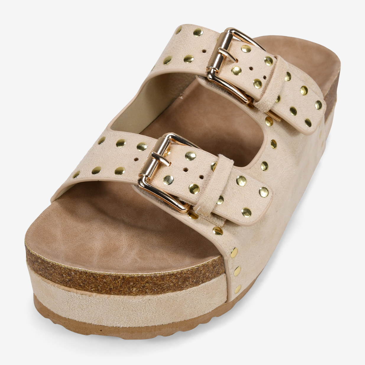 Sandalias de plataforma arena con dos correas