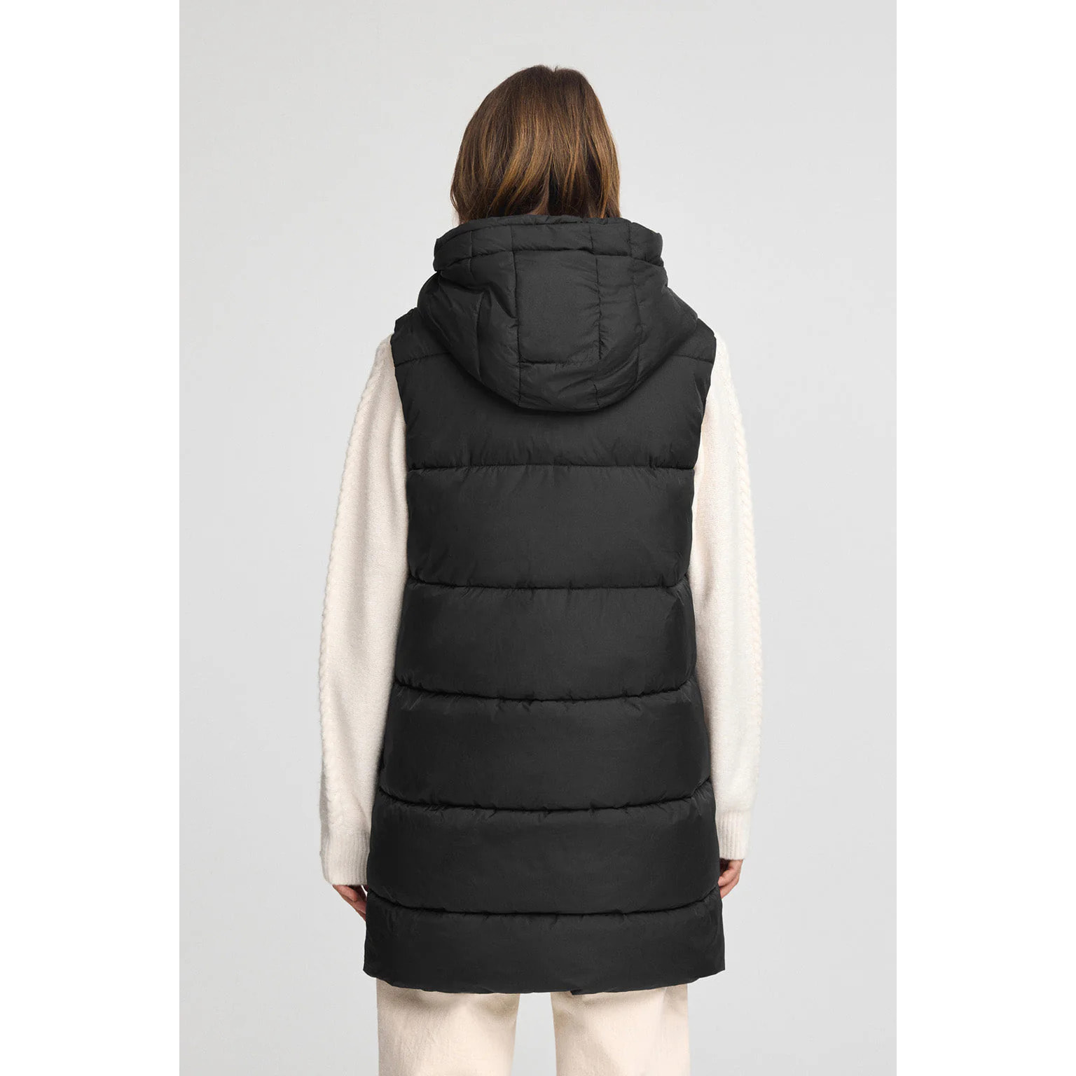 Chaleco largo reversible negro con logo Polo Club