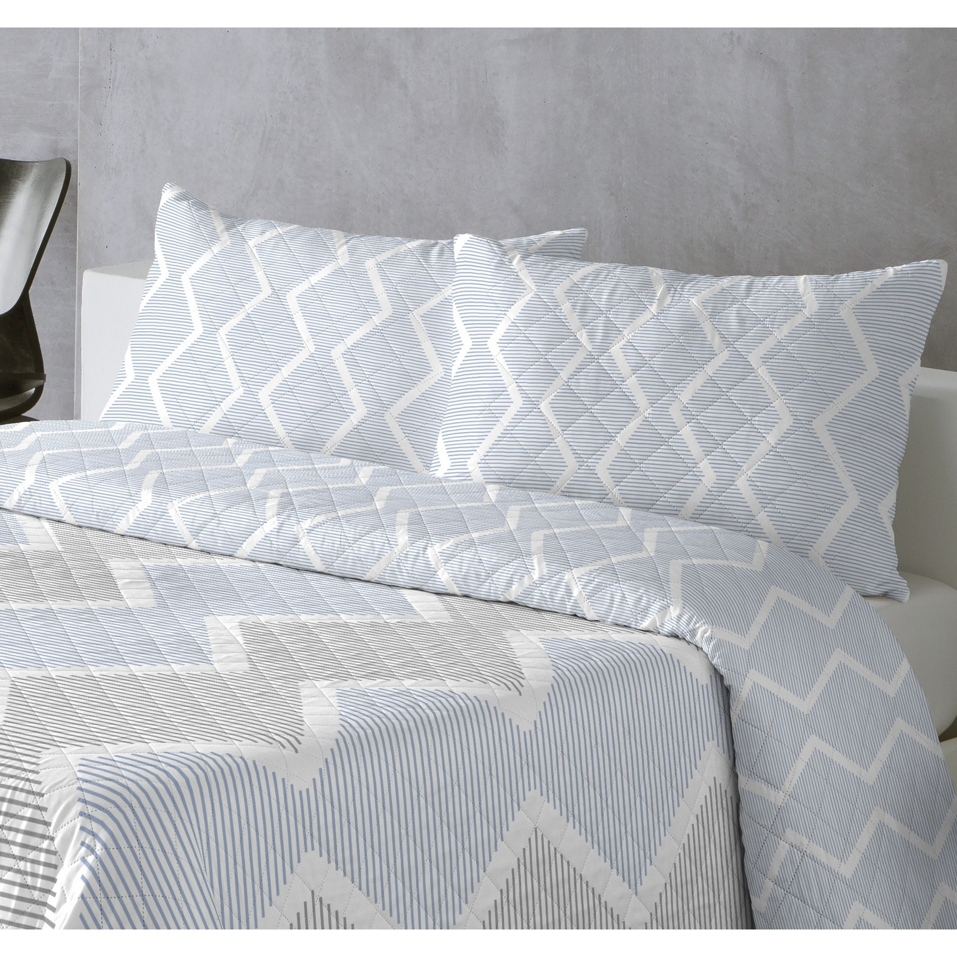 COLCHA ESTAMPADA REVERSIBLE AZURA AZUL