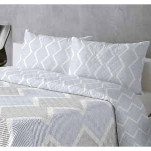 COLCHA ESTAMPADA REVERSIBLE AZURA AZUL