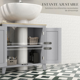Mueble bajo Lavabo Mueble de Baño con 2 Puertas y Estante Ajustable Armario de Baño para Lavabo con o sin Pedestal Estilo Moderno 60x30x60 cm Gris