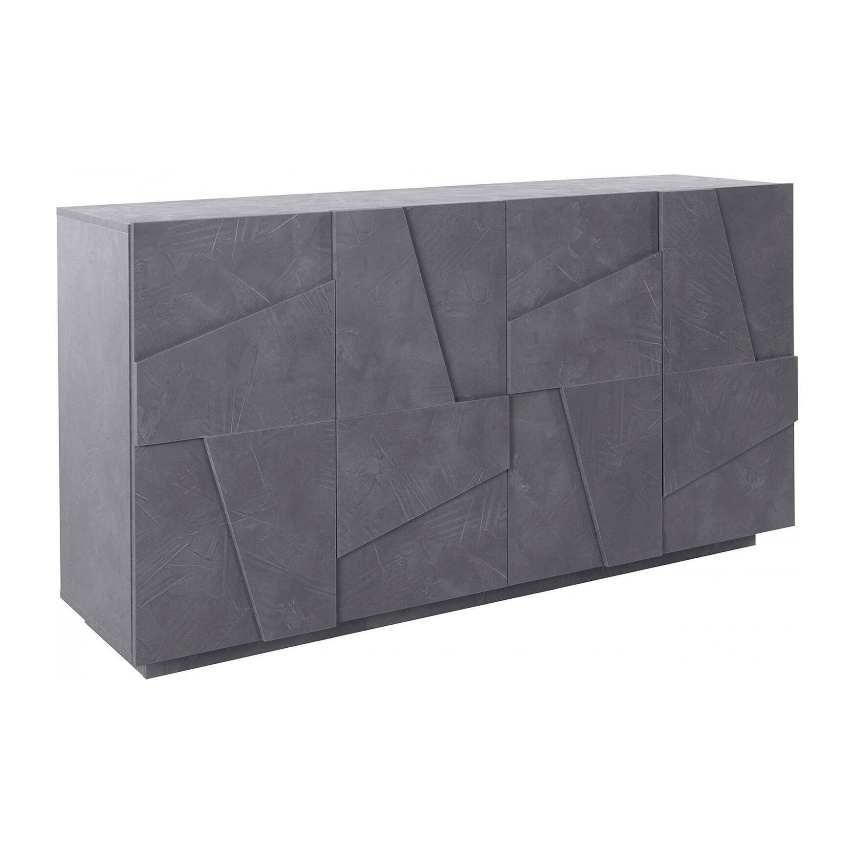 Credenza moderna a 4 ante, Made in Italy, Madia da cucina, Buffet di design da soggiorno, cm 162x44h86, colore Grigio Cenere