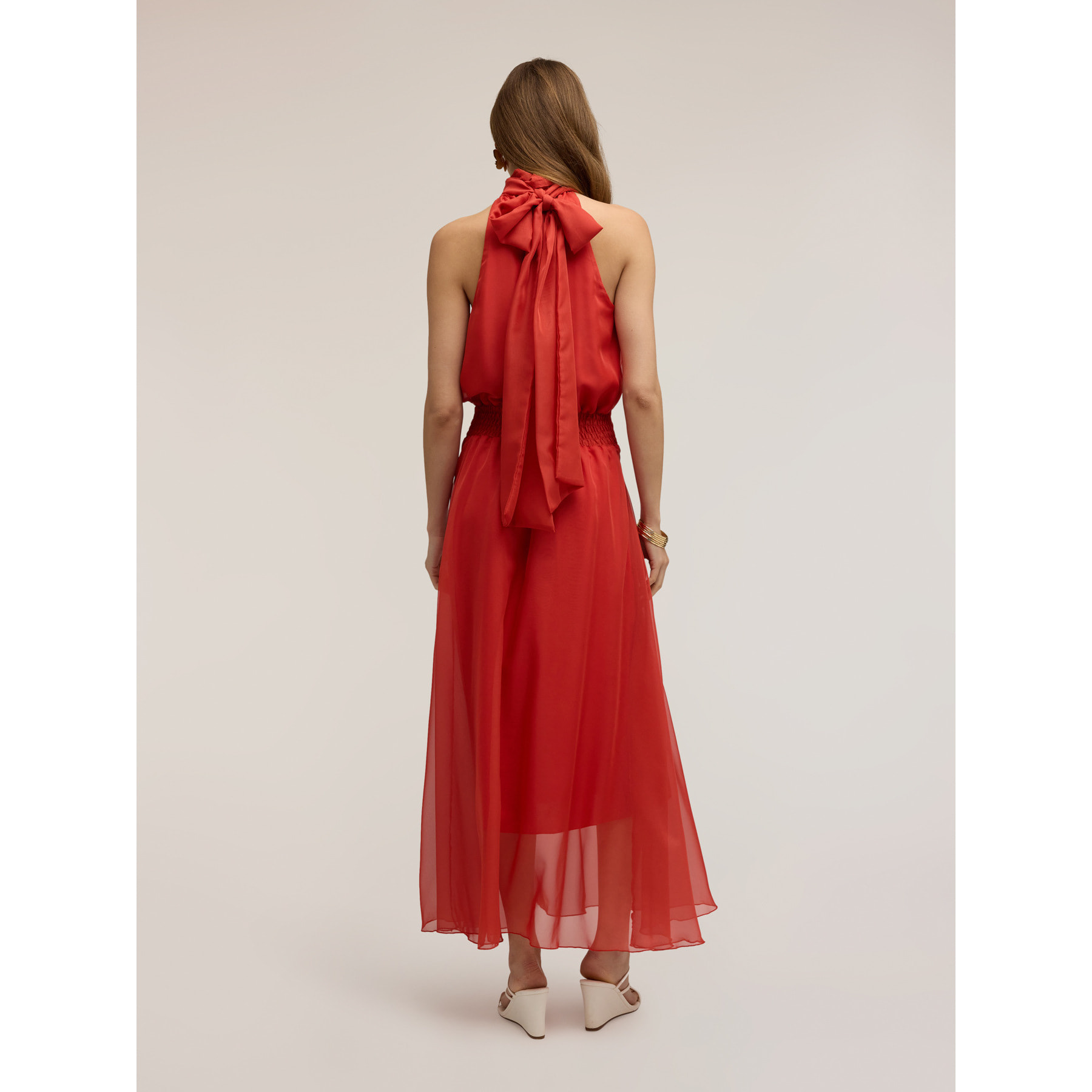 Motivi - Vestito lungo in voile con scollo halter - Rosso