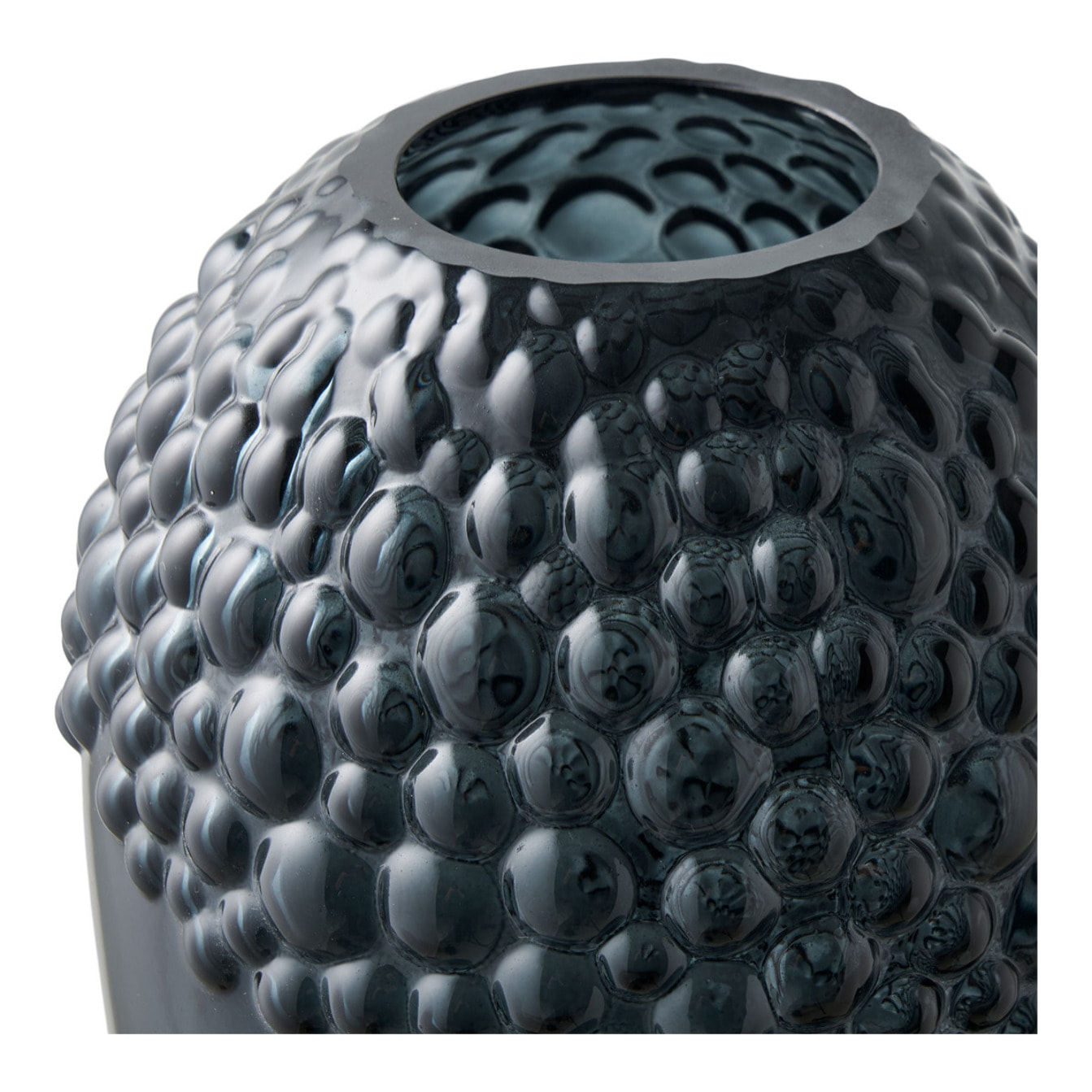 Vaso in vetro grigio scuro con texture a bolle ø14×25 cm