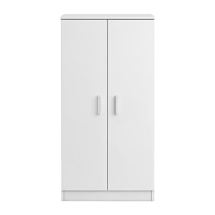 Armadio multifunzione a due ante con sei ripiani, colore bianco, Misure 55 x 108 x 36 cm